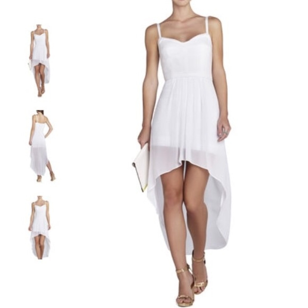 BCBG High Low Dress w/ Bustier Top and Sheer Train